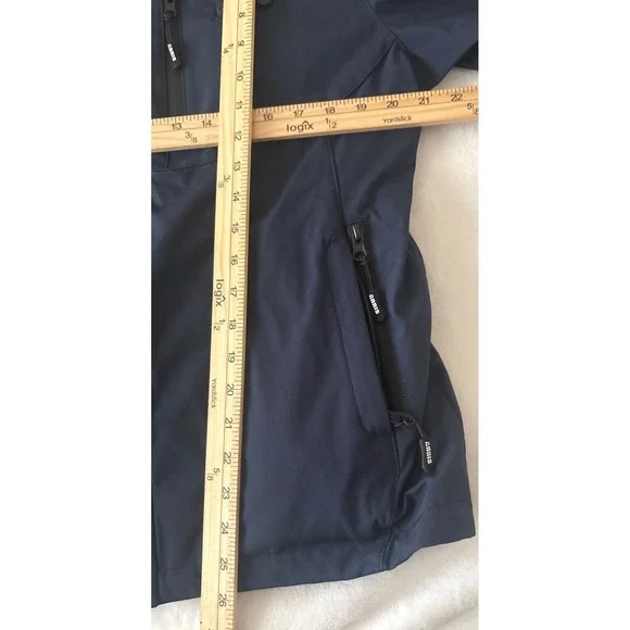 ARRIS Women L Heated Navy Blue‎ Hooded Zip Up Ski Snow Jacket Outerwear